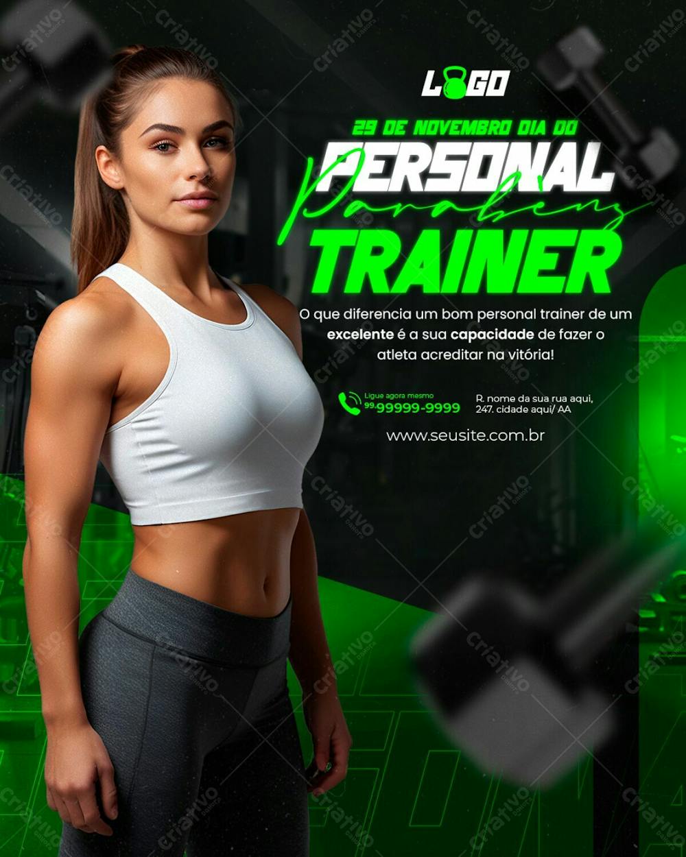 Academia Hoje É Seu Dia Personal Trainer Social Media Psd