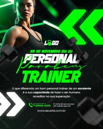 Academia parabéns personal trainer social media psd