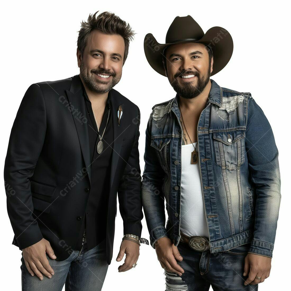 Dupla sertaneja sorrindo fundo branco