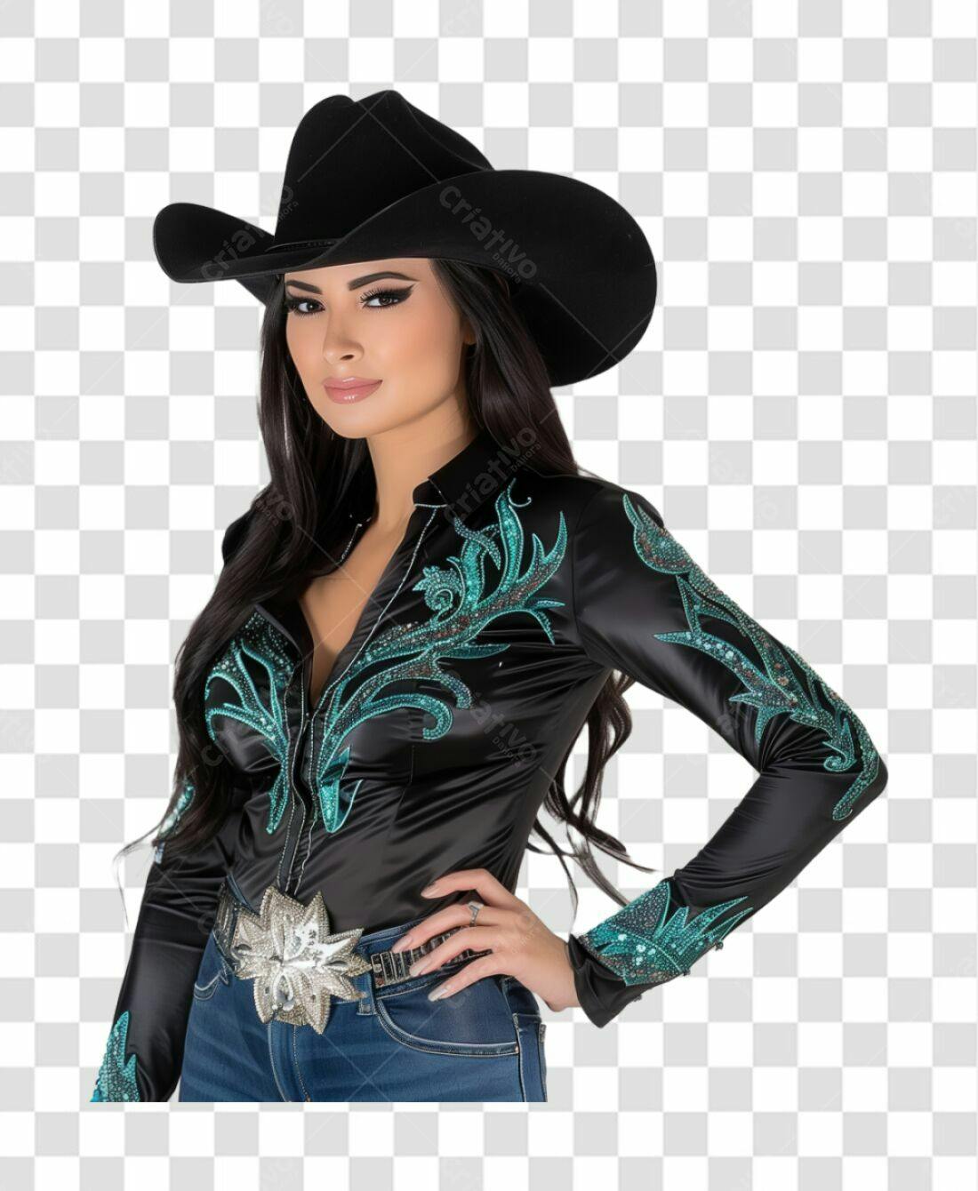 Imagem PNG Mulher com chapéu country fundo transparente