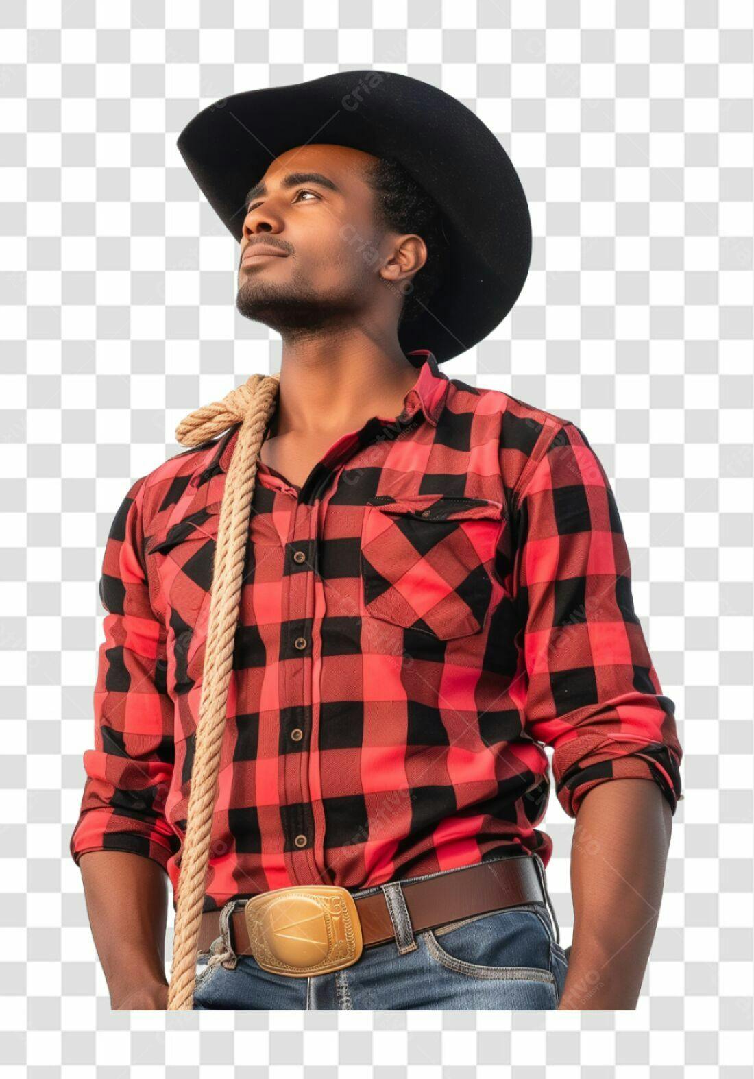 Icone Cowboy Preto e Vermelho PNG com fundo transparente