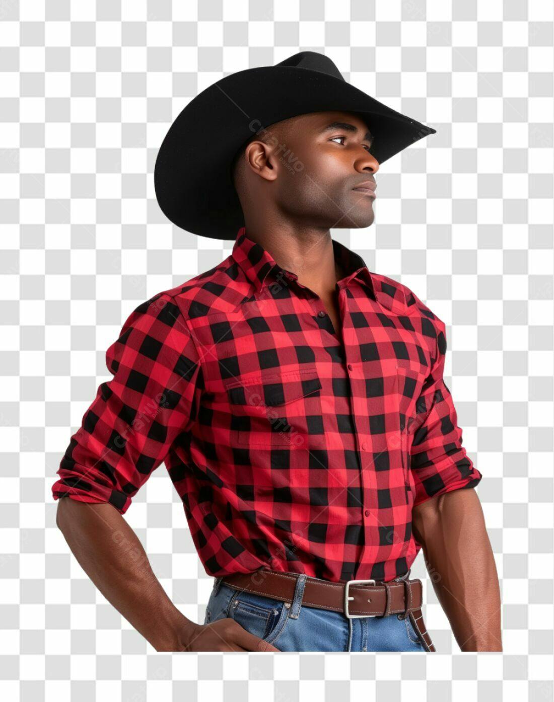 Icone Cowboy Afro Americano PNG com fundo transparente