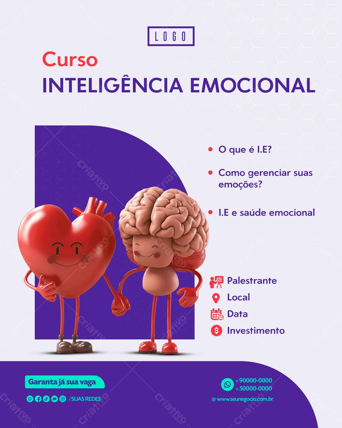 Flyer Curso Inteligência Emocional PSD Editável