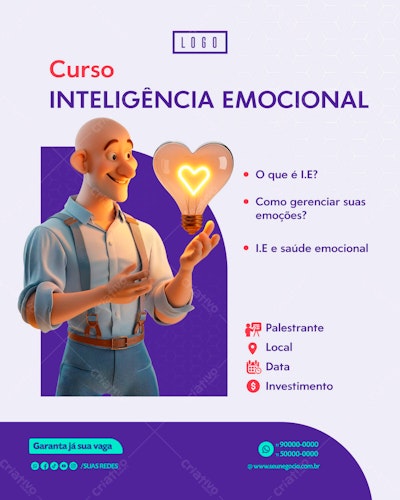 Flyer Curso Inteligência Emocional PSD Editável