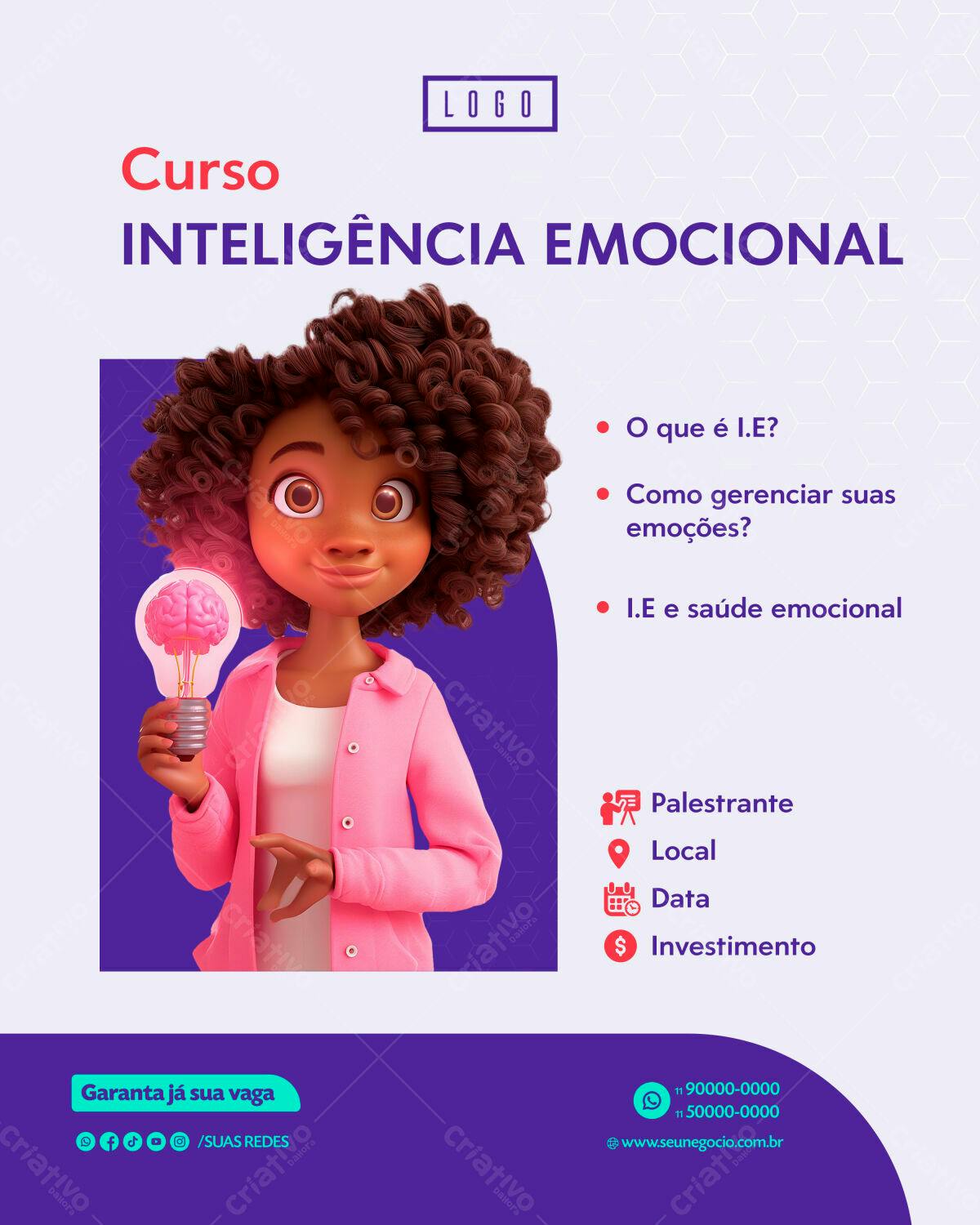 Flyer Curso Inteligência Emocional PSD Editável
