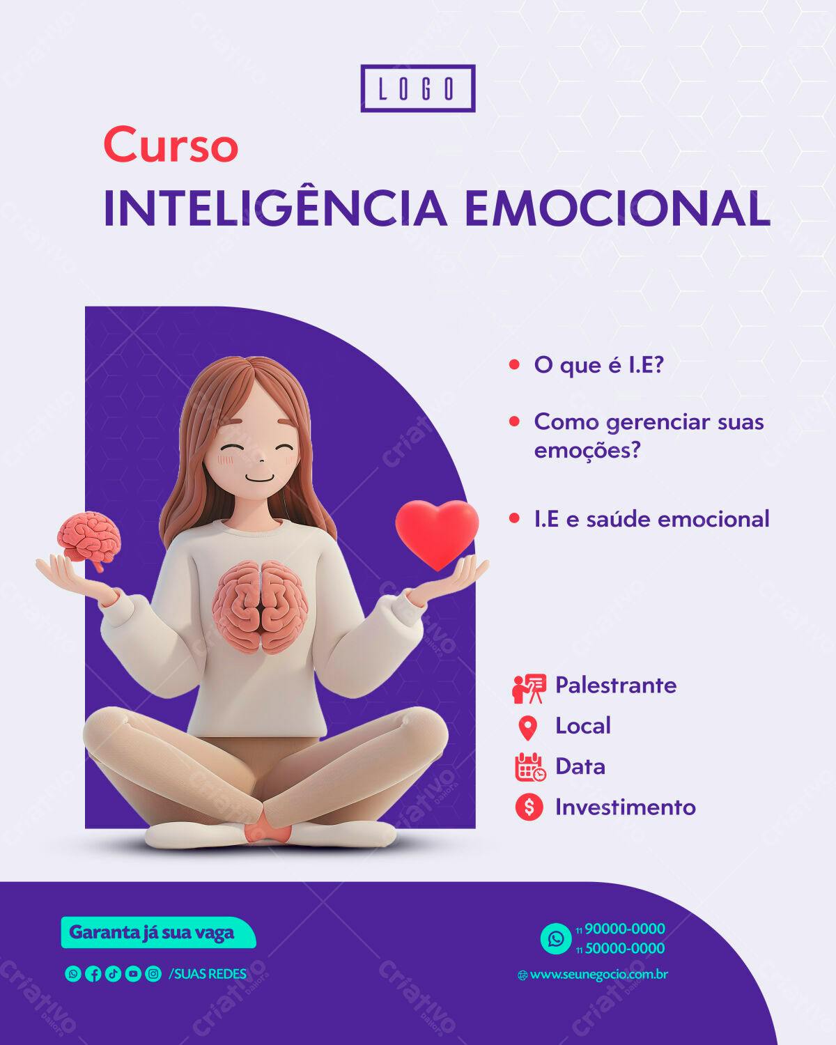 Flyer Curso Inteligência Emocional PSD Editável