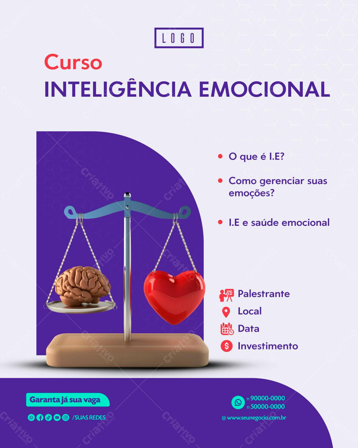 Flyer Curso Inteligência Emocional PSD Editável