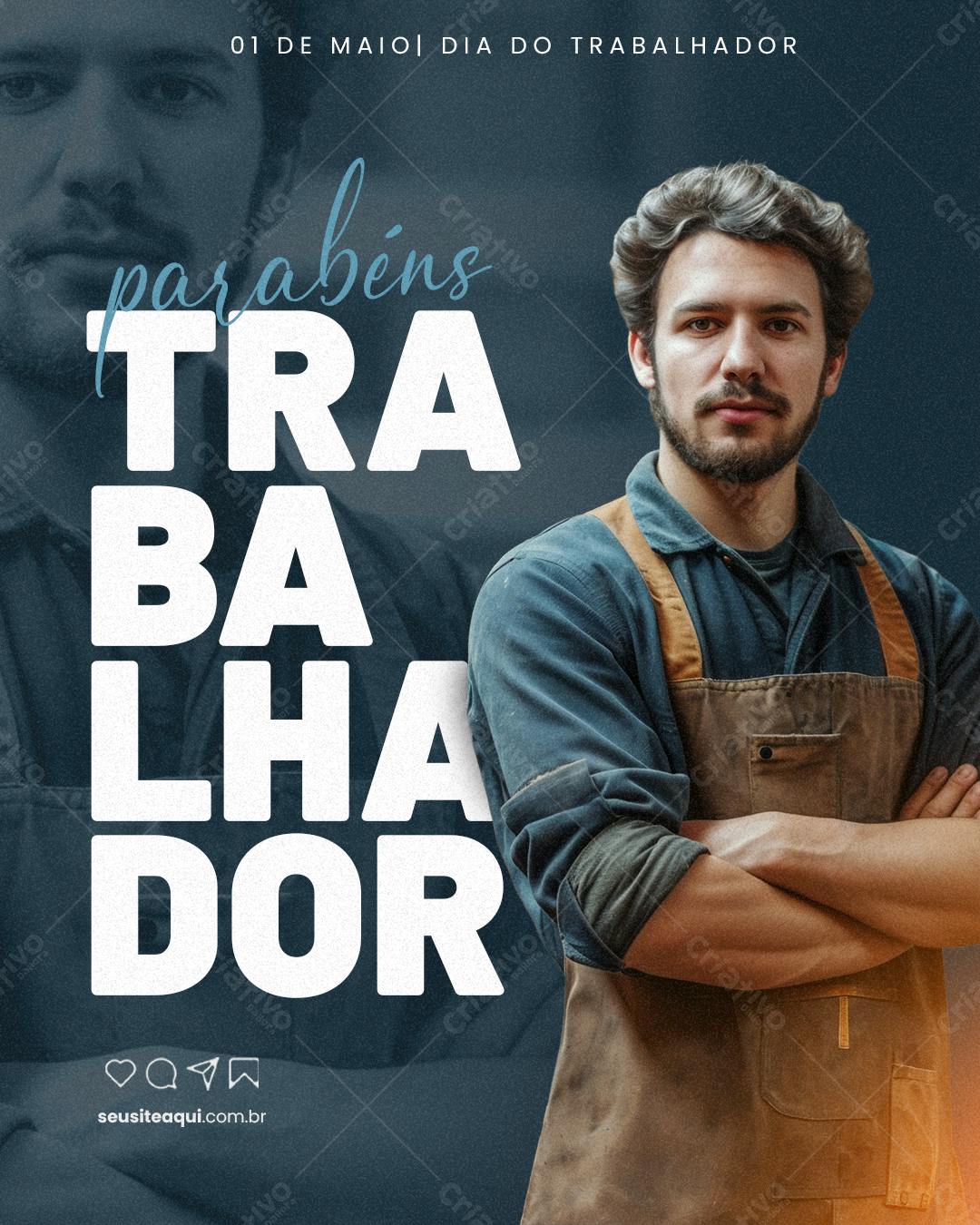 Flyer Dia do Trabalhador PSD Editável