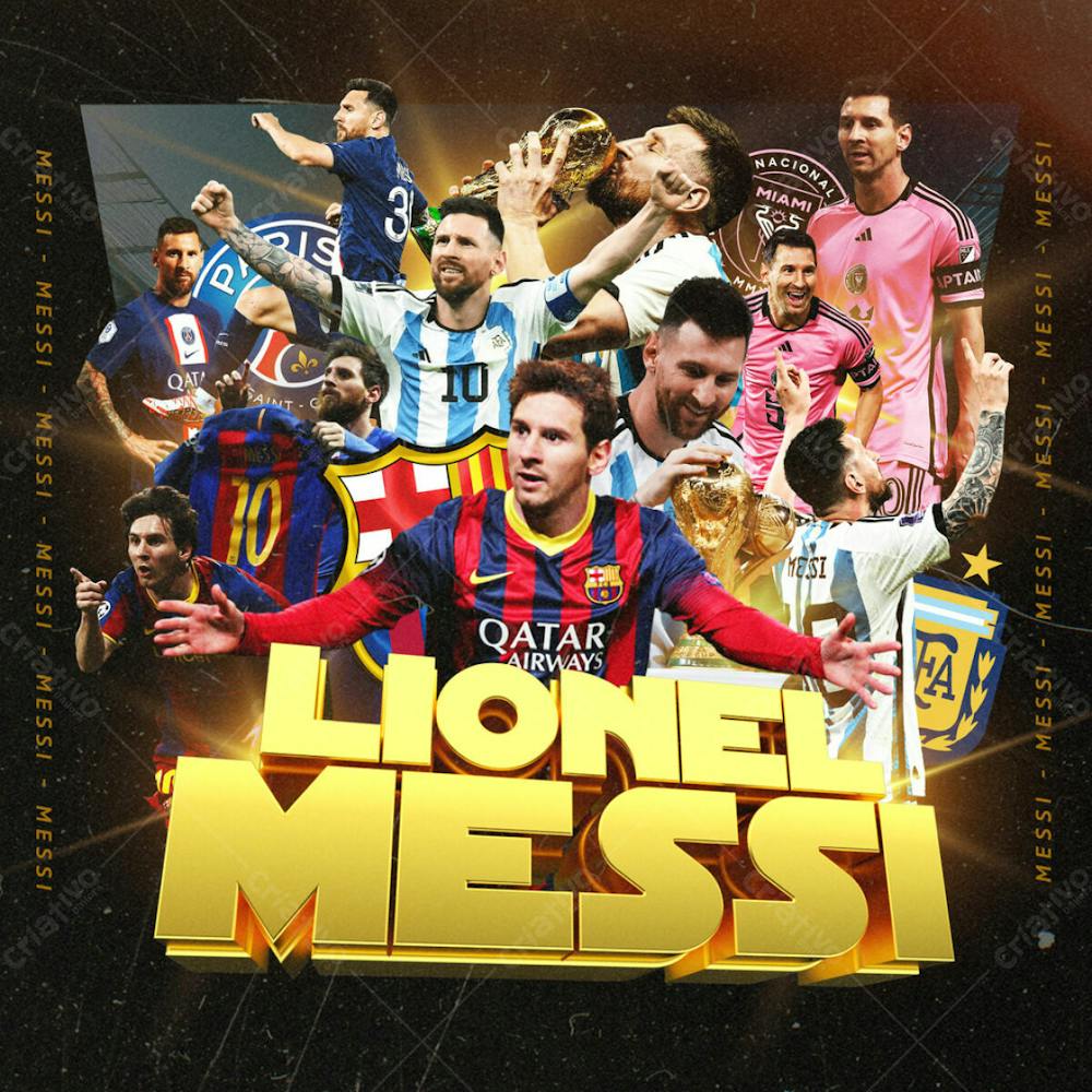 FLYER ESPORTIVO EMBLEMA 3D LIONEL MESSI