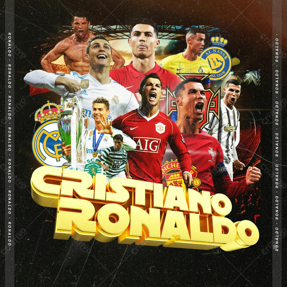 FLYER ESPORTIVO EMBLEMA 3D CRISTIANO RONALDO