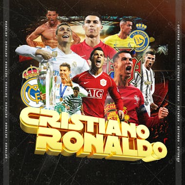 Flyer esportivo emblema 3d cristiano ronaldo