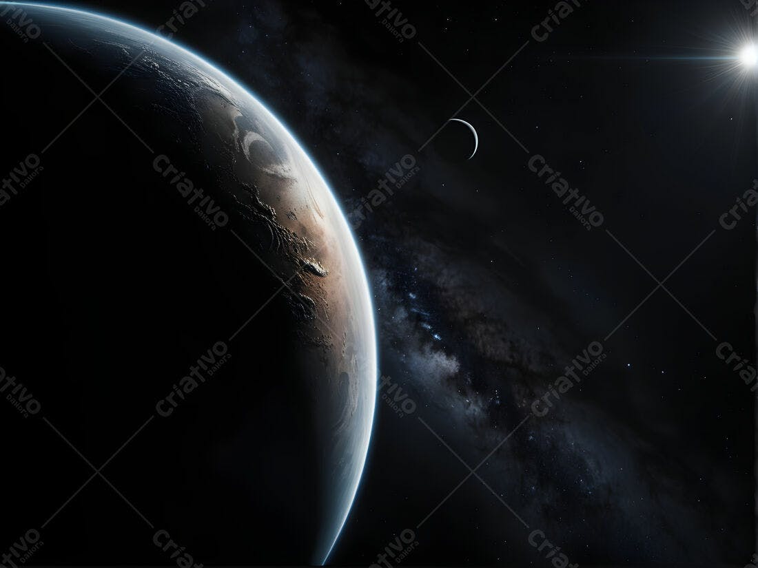 Planeta Terra e Via Láctea no Espaço