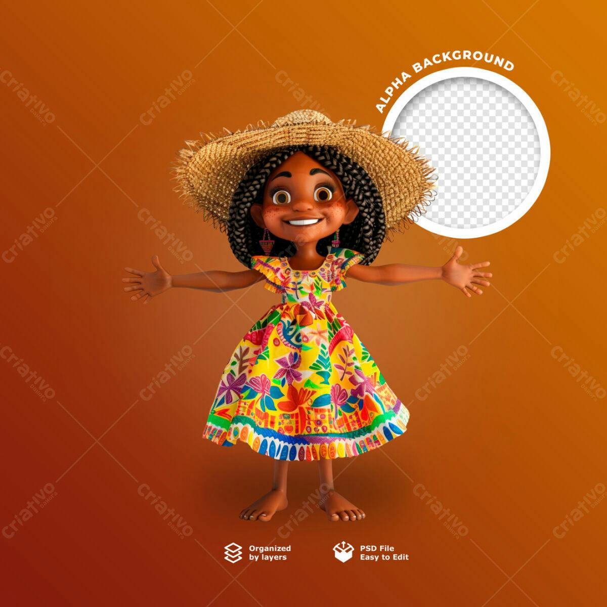 Modelo de Personagem PSD para Mídias Sociais Editável