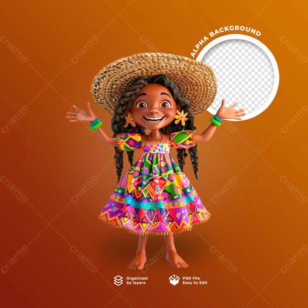 PSD Personagem Infantil Festa Junina PSD Editável