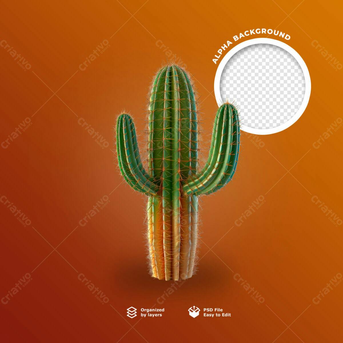 Mockup Cacto Deserto PSD Editável