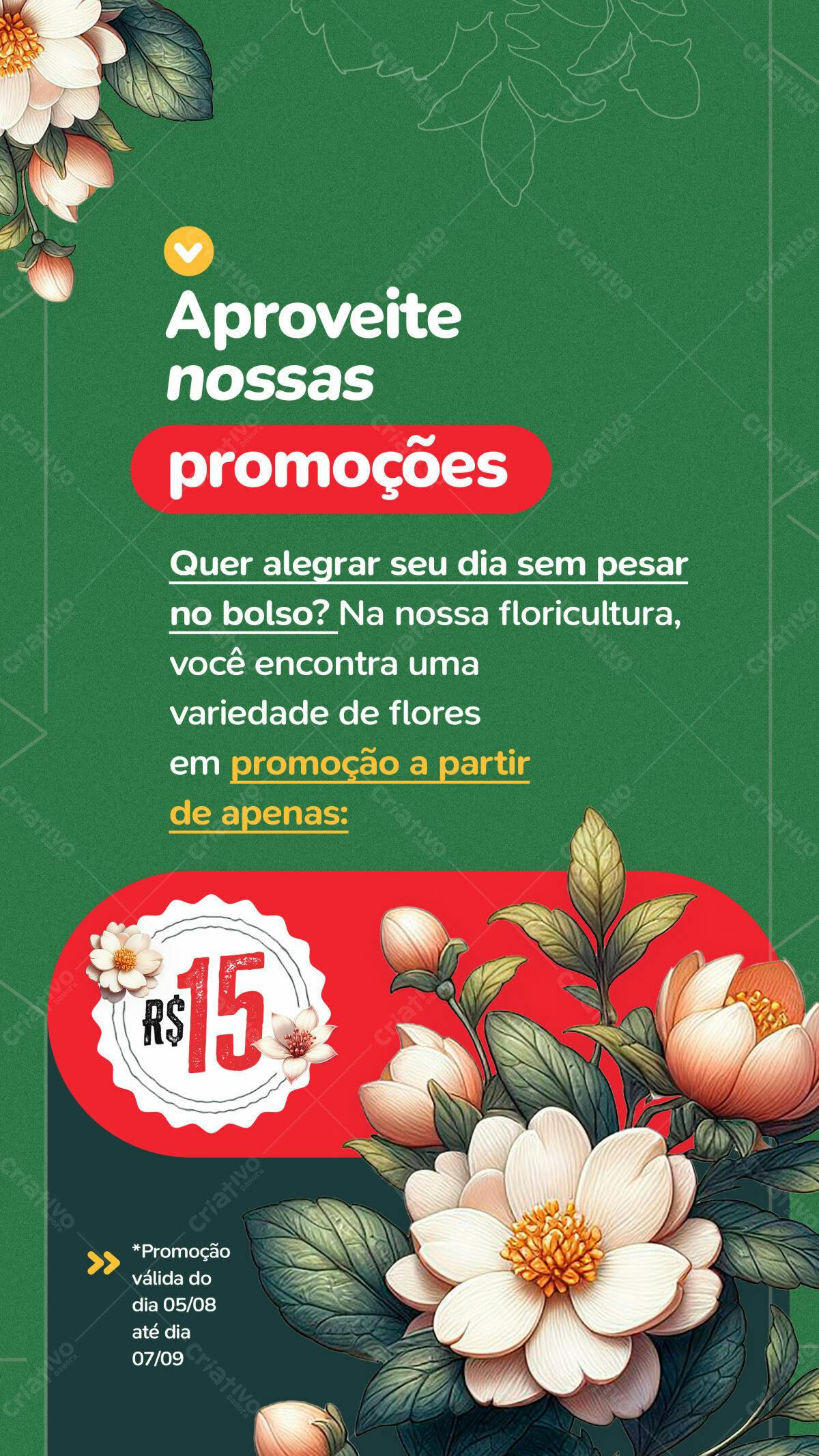 Flyer para Promoção de Flores PSD Editável
