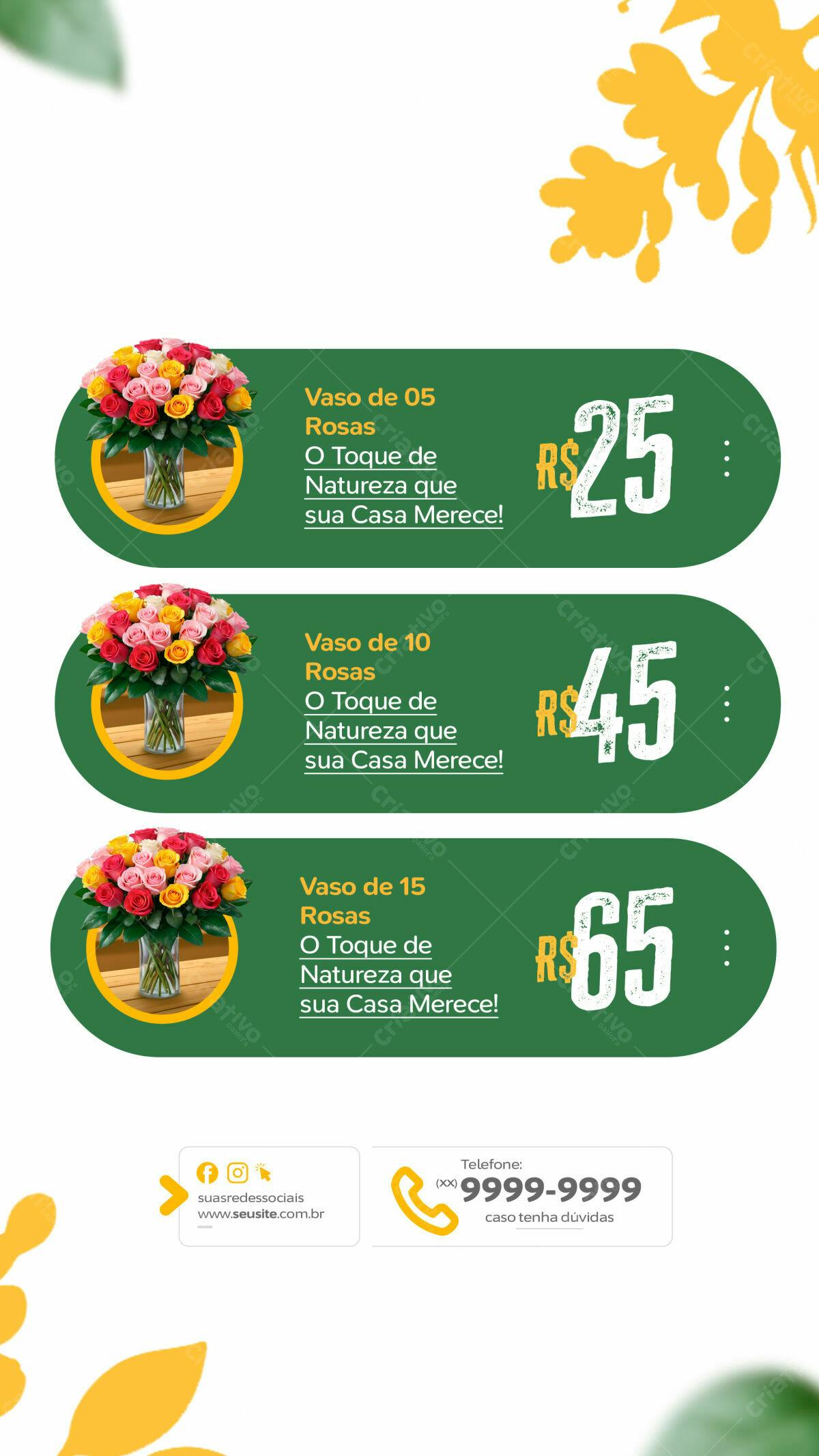 Flyer para Venda de Rosas PSD Editável