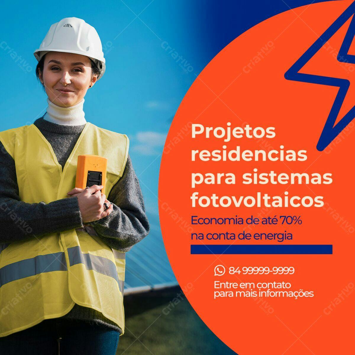 Postagem Instagram Energia Solar PSD Editável
