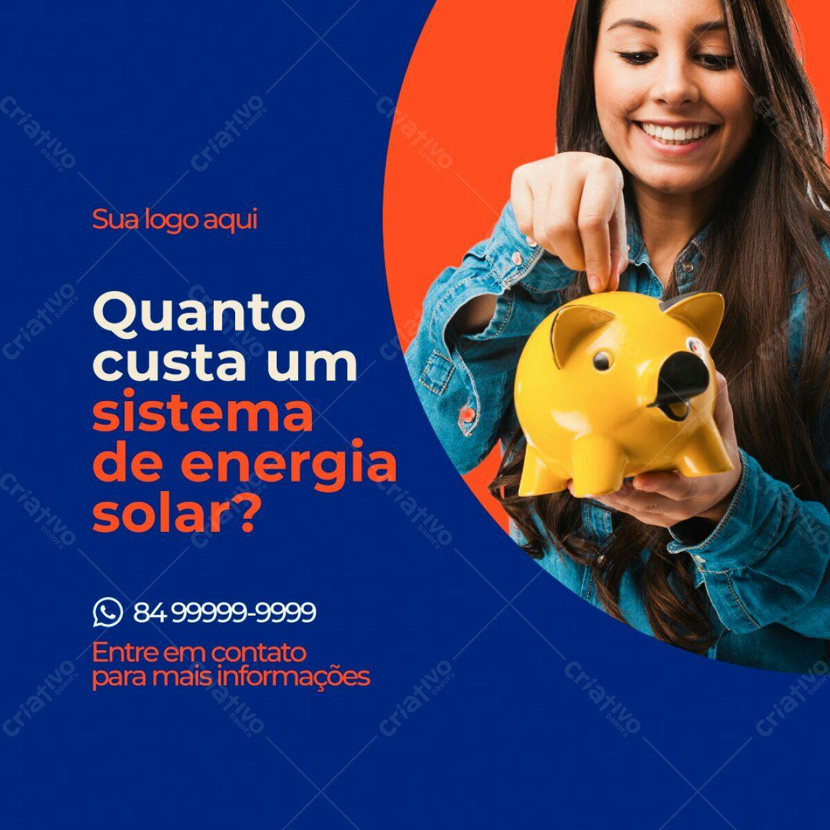 Post Instagram Energia Solar PSD Editável