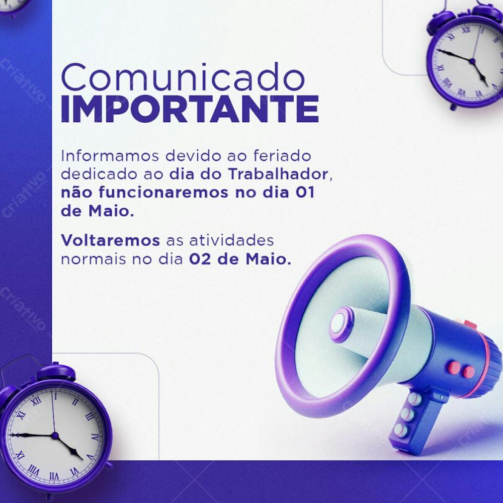 Dia Do Trabalhador Comunicado