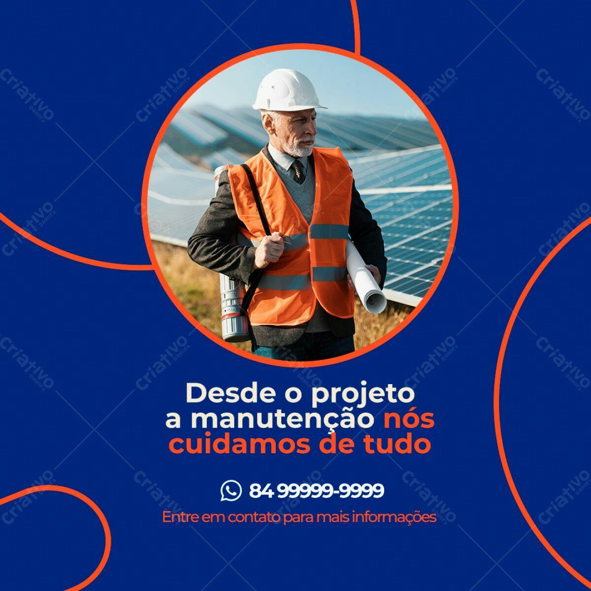 Post para Redes Sociais Energia Solar PSD Editável