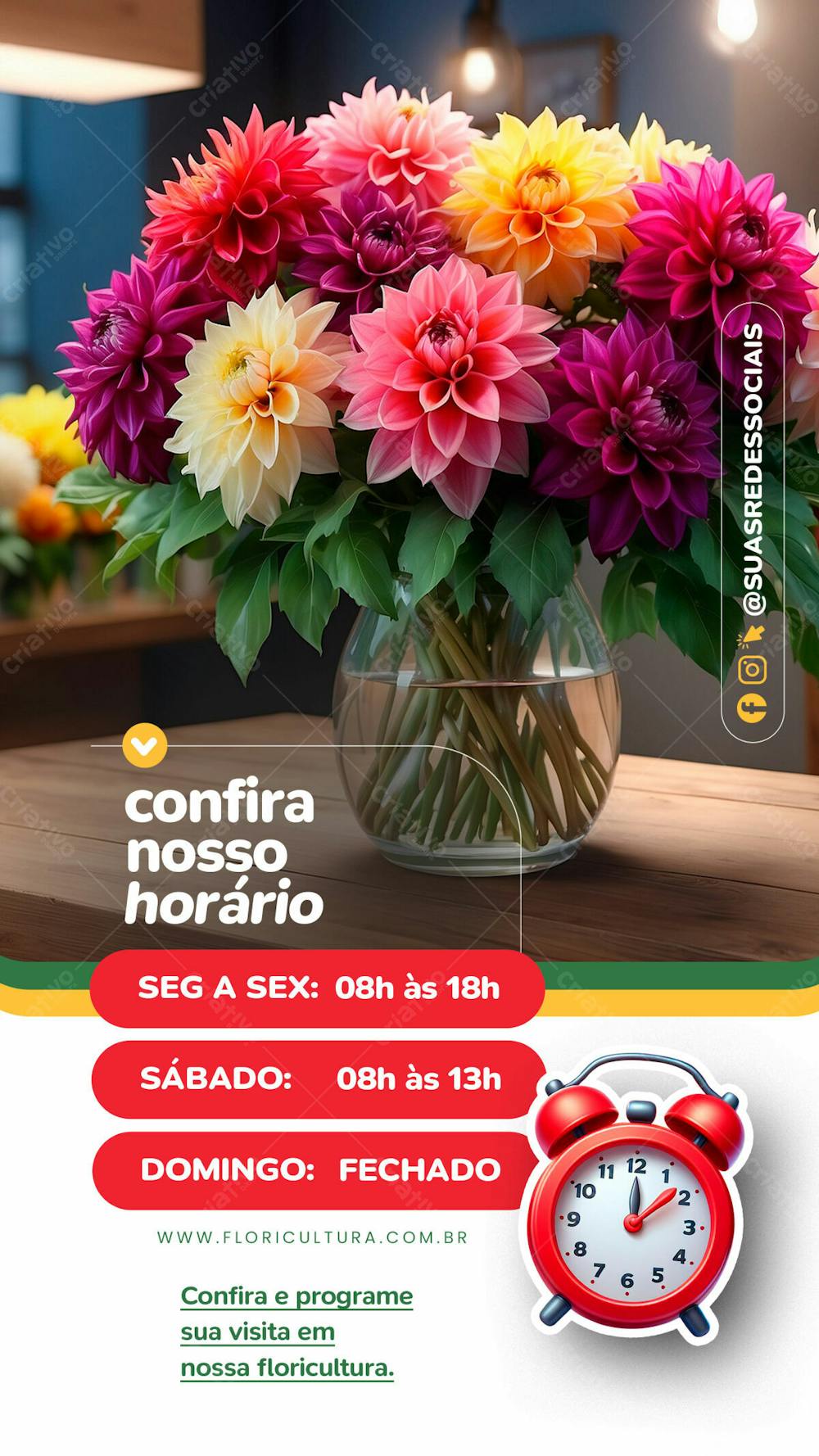 Stories Arte Confira Nosso Horário Da Nossa Floriculura