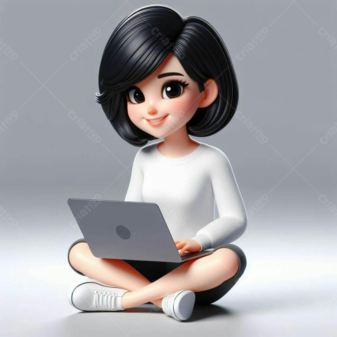 Menina animada usando laptop em casa