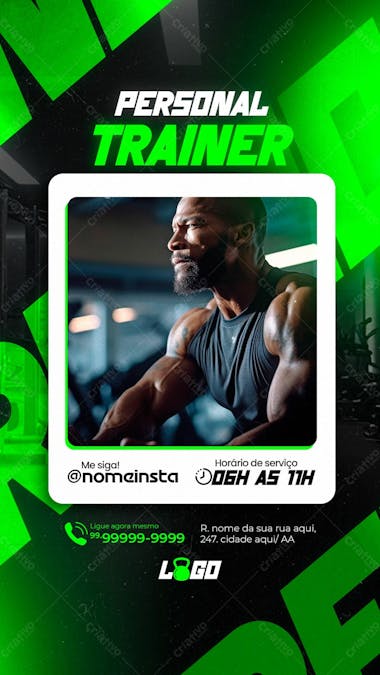 Story academia personal trainer perfil instagram social media psd