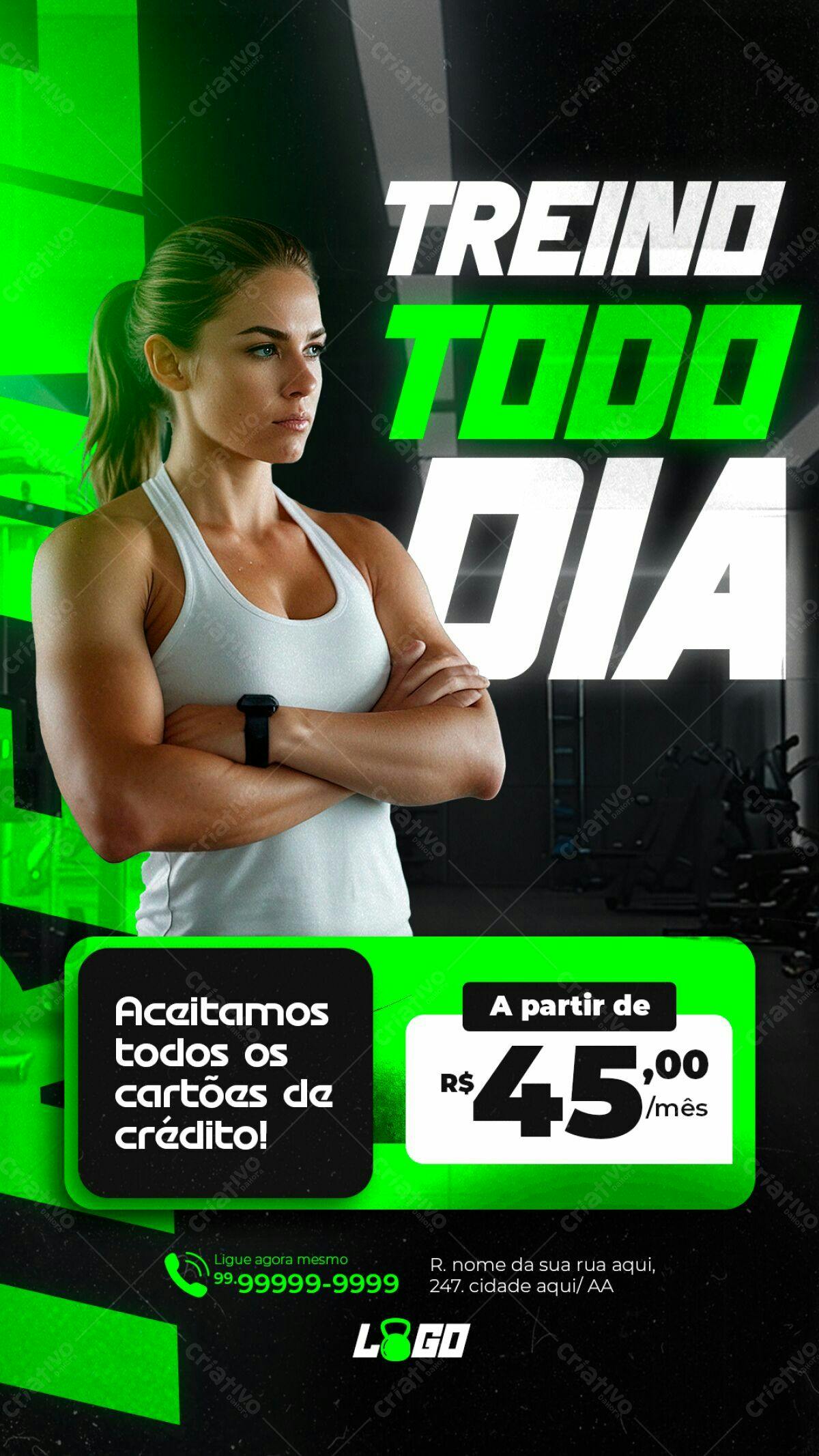 Flyer Academia Treino Todo Dia PSD Editável
