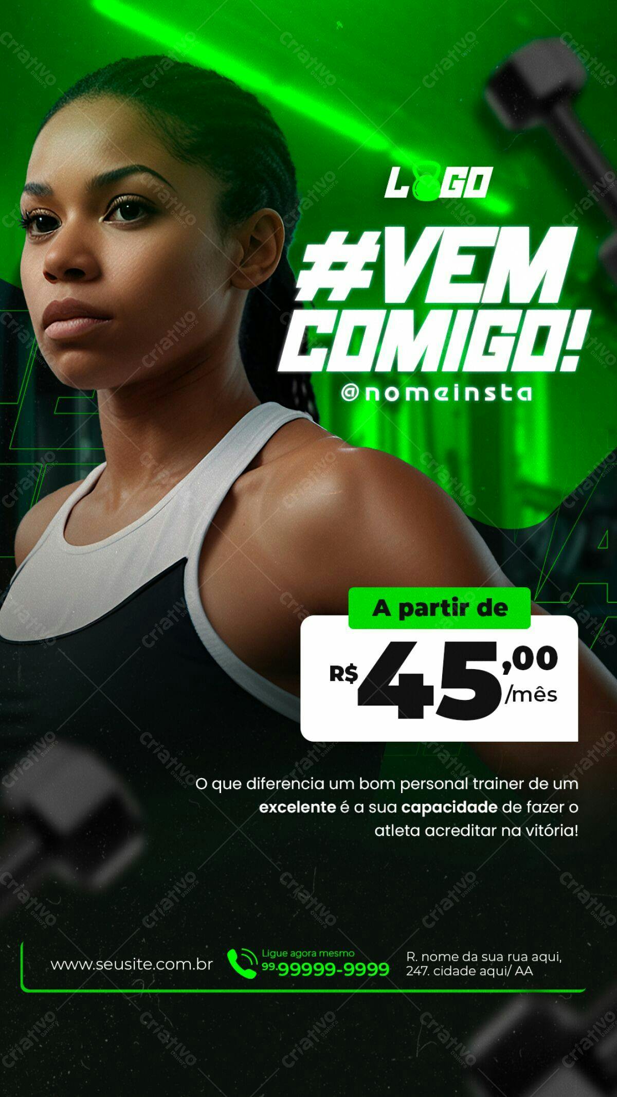 Flyer Academia PSD Editável - Treino Funcional Verde