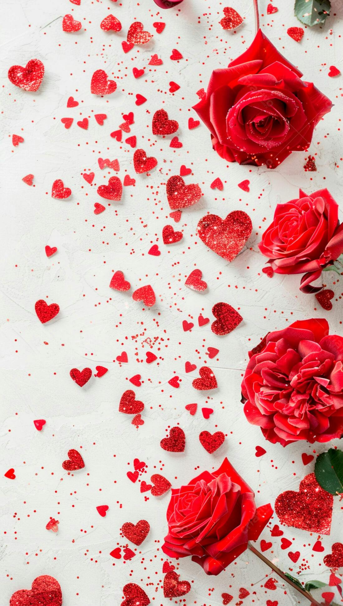 Rosas vermelhas e corações para o Dia dos Namorados