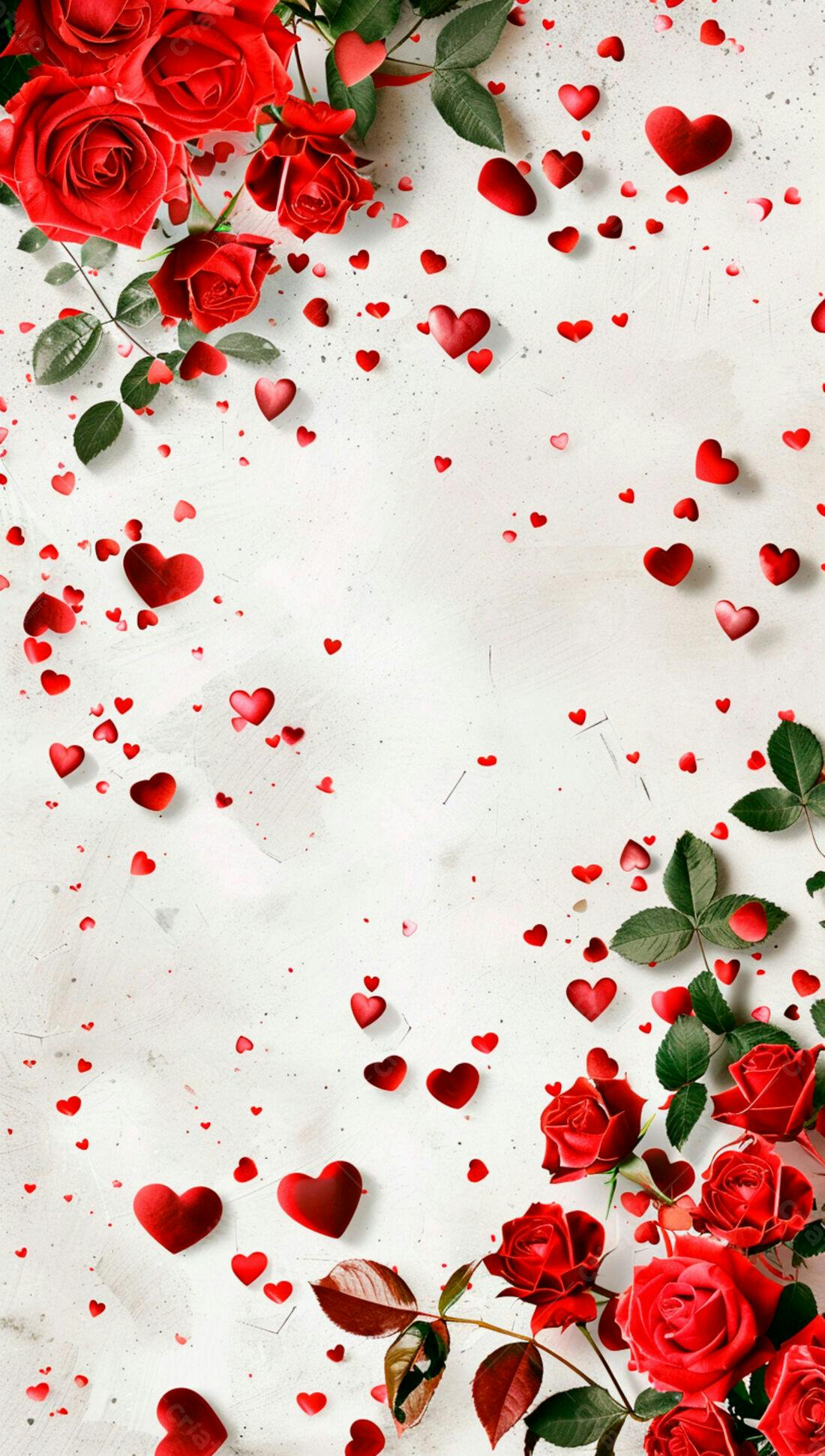 Rosas vermelhas corações Dia dos Namorados