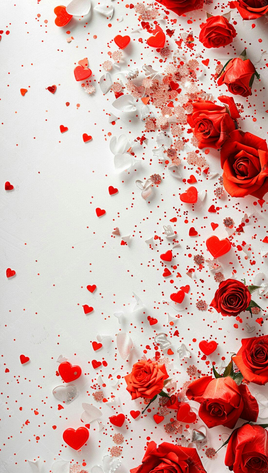 Rosas vermelhas e confete para o Dia dos Namorados