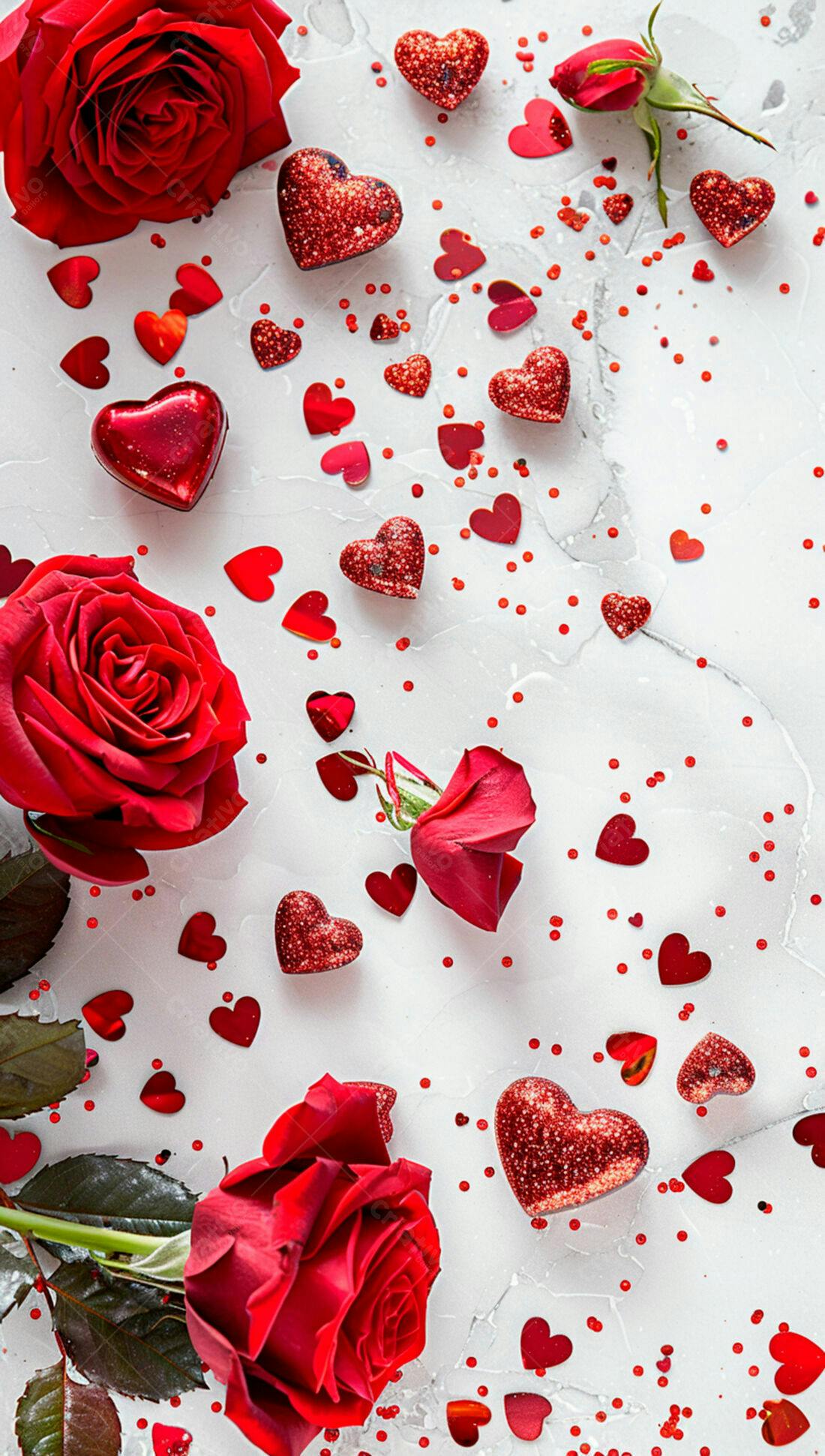 Rosas vermelhas corações dia dos namorados