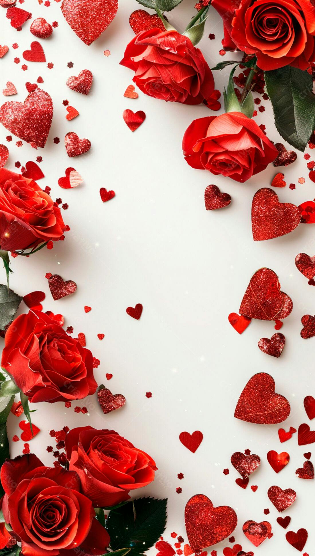 Rosas vermelhas corações dia dos namorados