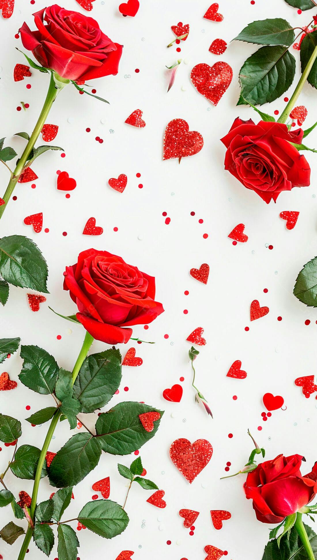 Rosas vermelhas e corações para o Dia dos Namorados