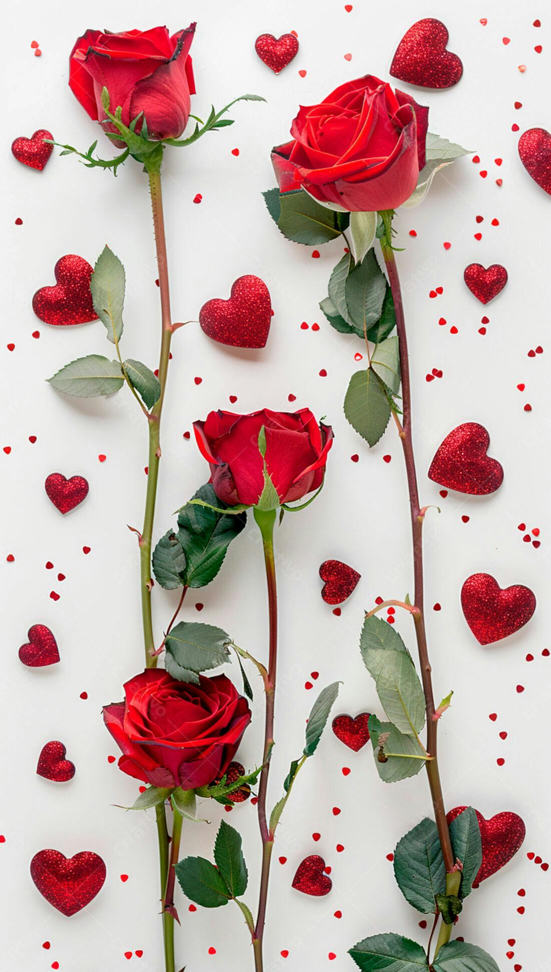 Rosas Vermelhas e Corações Dia dos Namorados