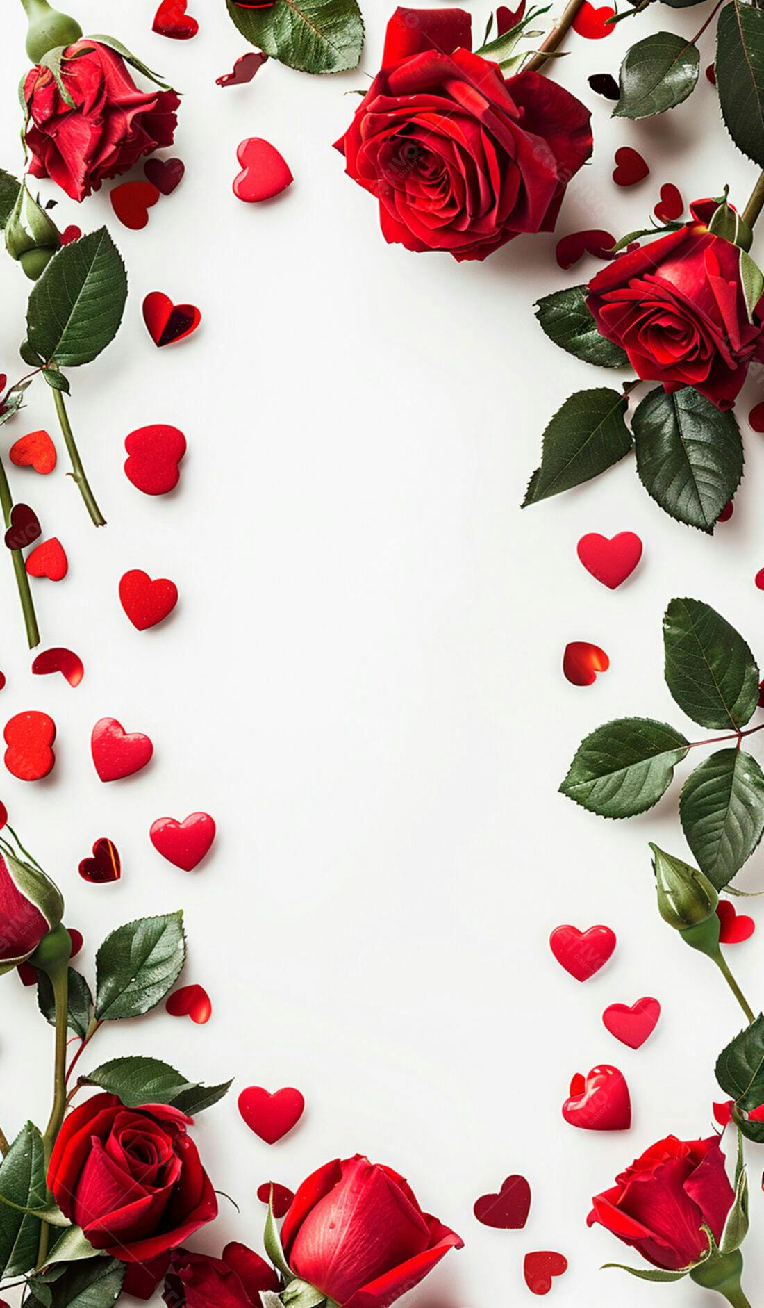 Rosas vermelhas e corações para o Dia dos Namorados