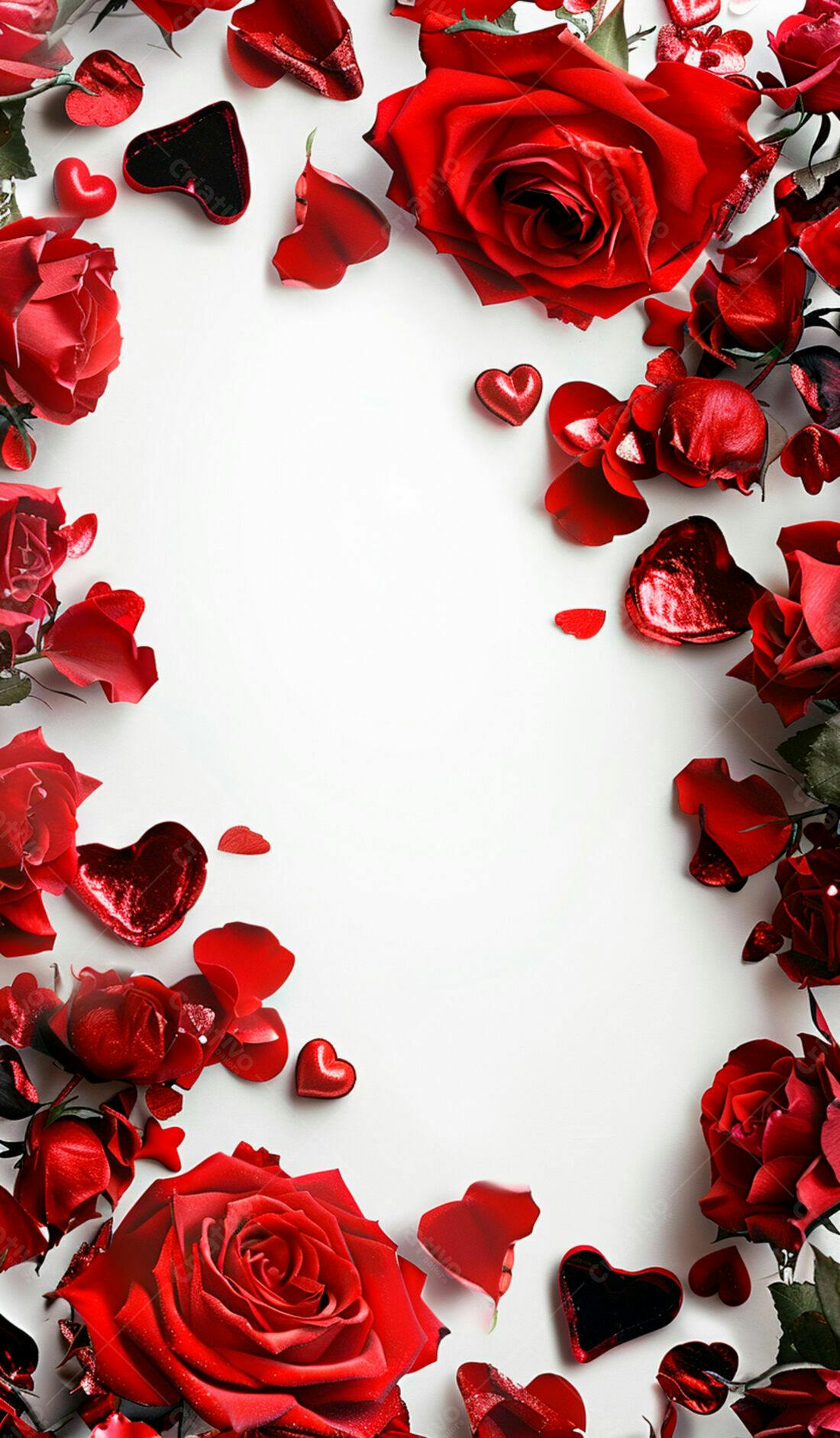 Moldura de Rosas Vermelhas Dia dos Namorados