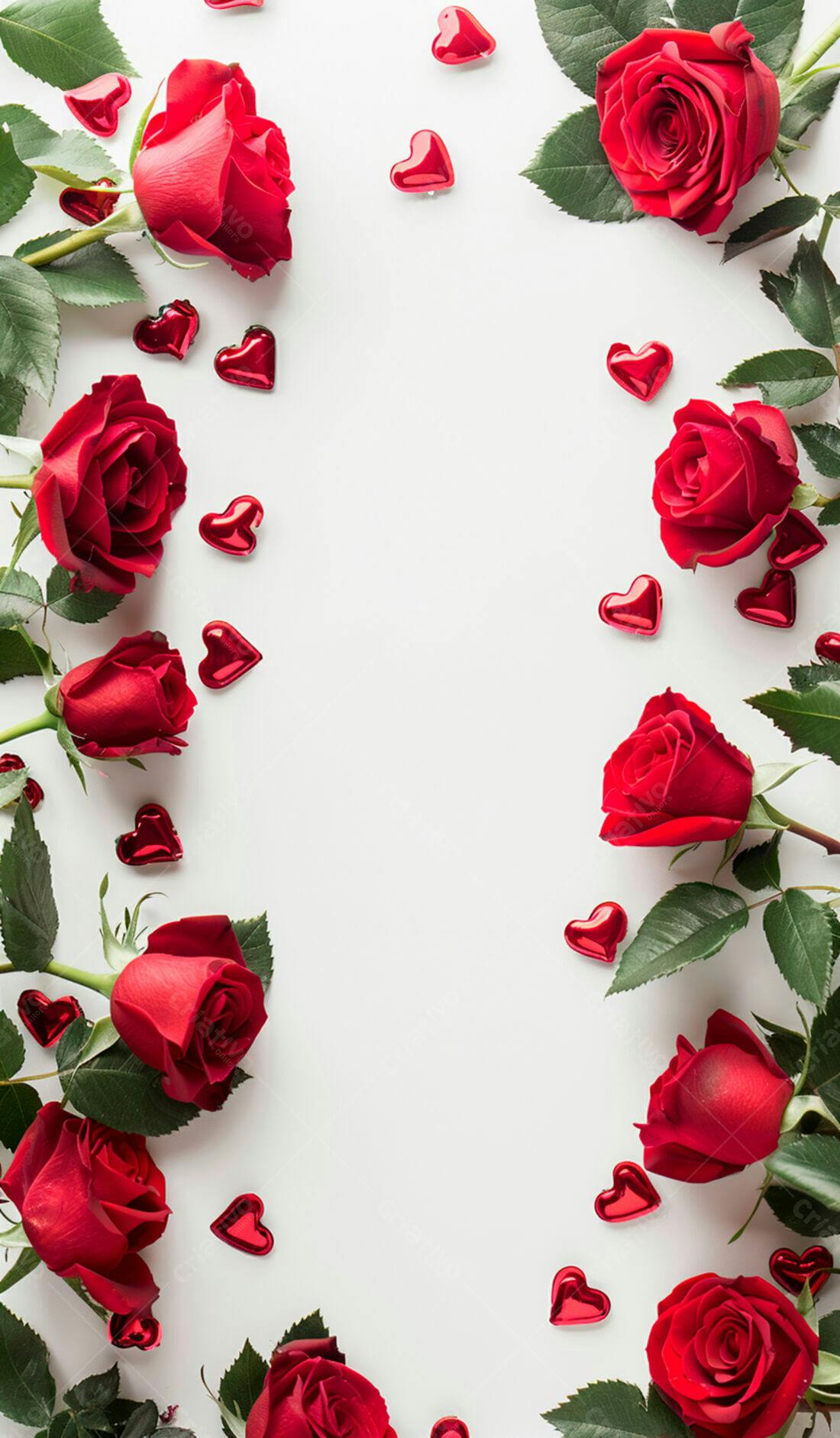 Rosas vermelhas e corações para o Dia dos Namorados
