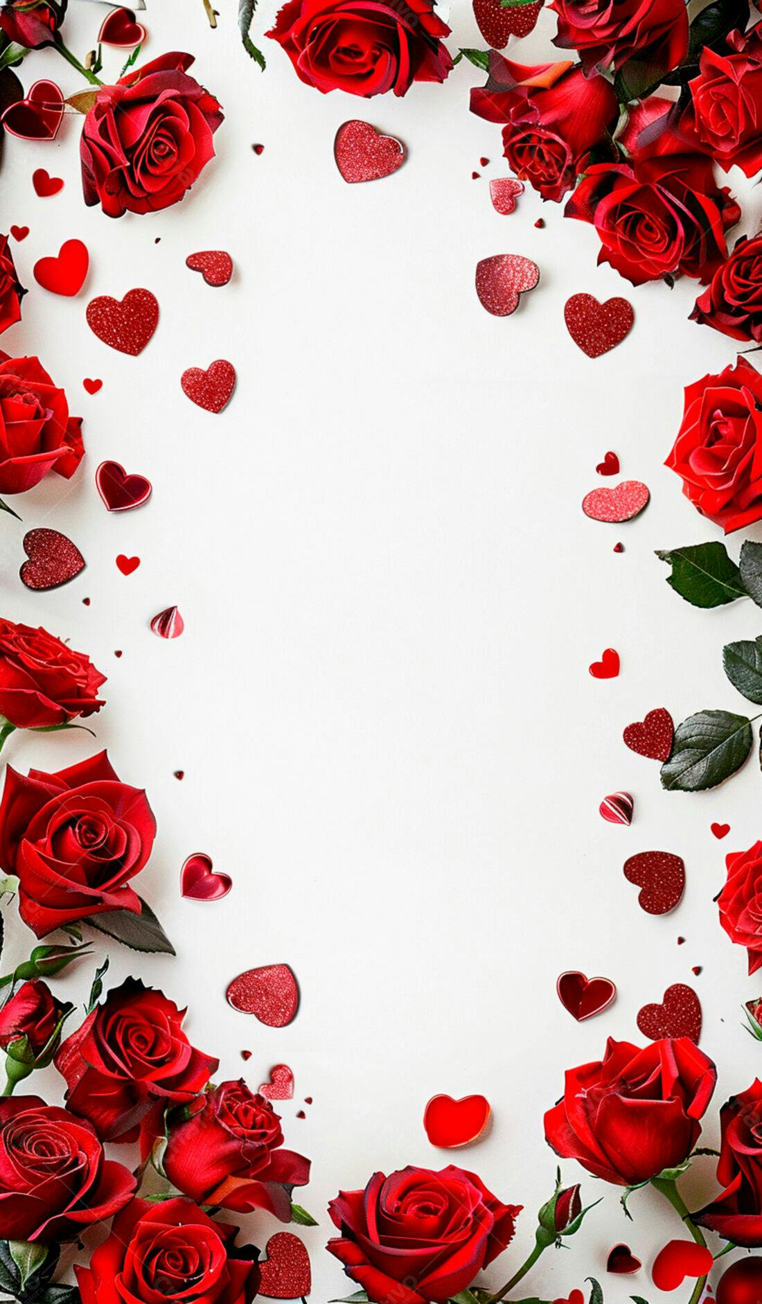 Rosas vermelhas e corações para o Dia dos Namorados
