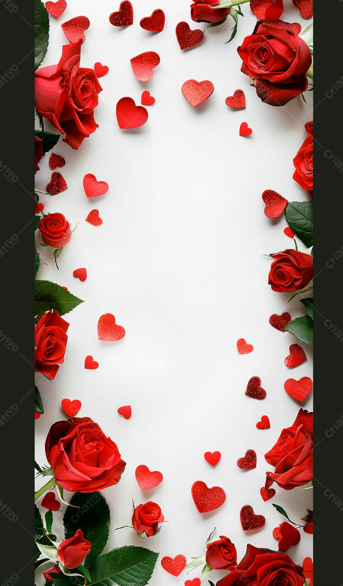 Rosas vermelhas e corações para o Dia dos Namorados