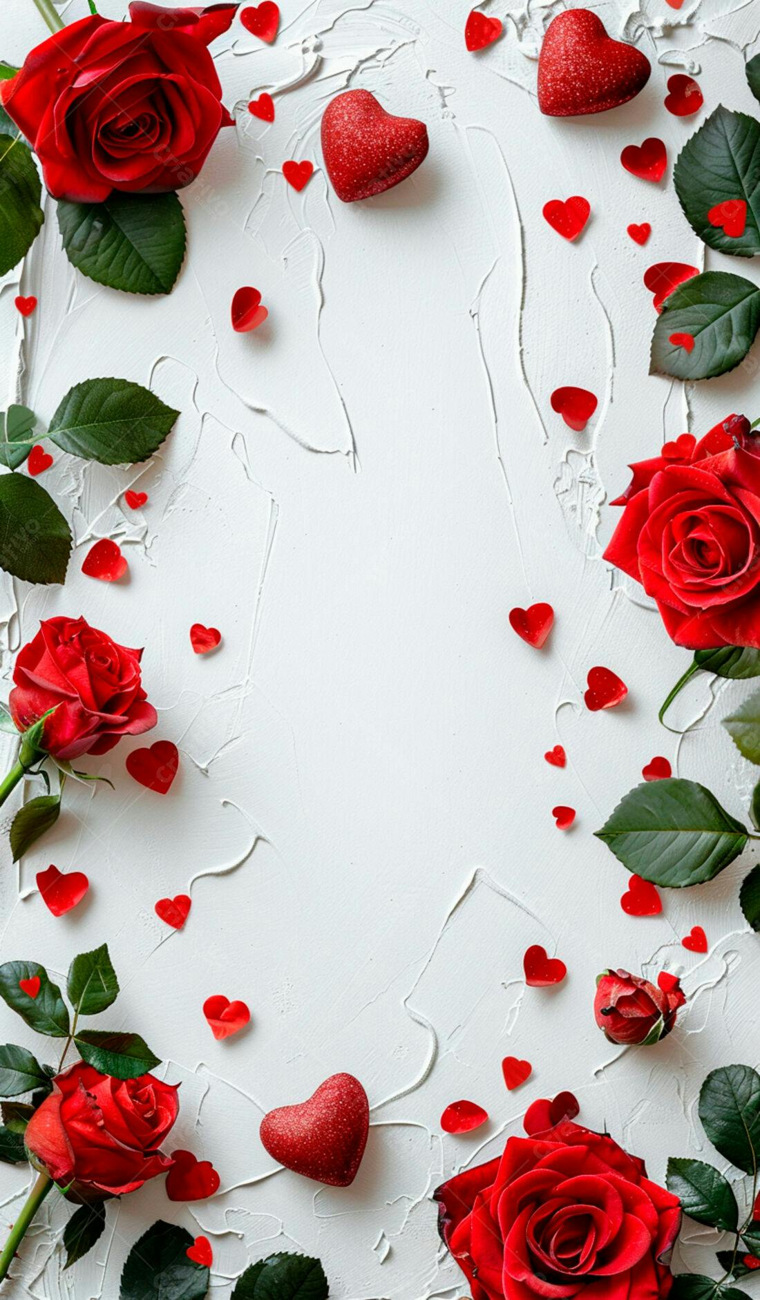 Rosas vermelhas corações Dia dos Namorados
