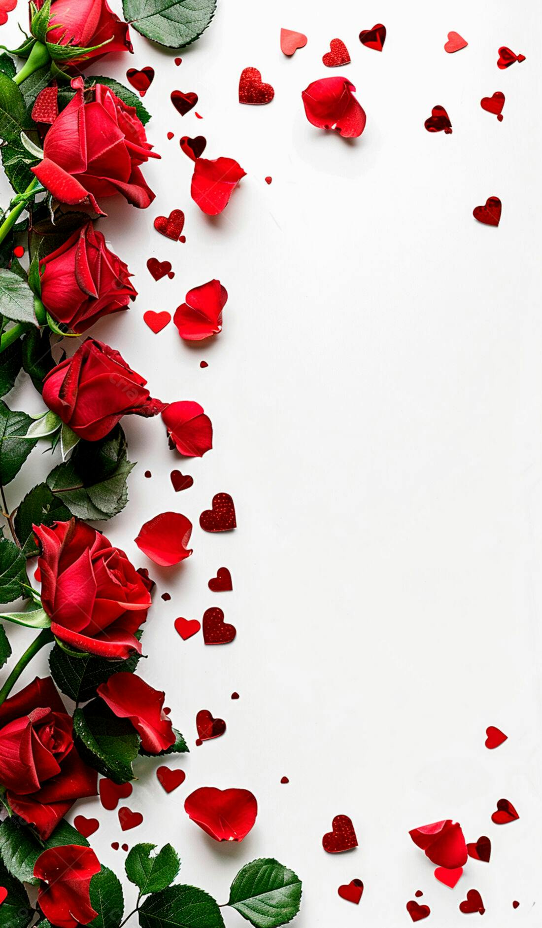 Rosas vermelhas e corações para o Dia dos Namorados