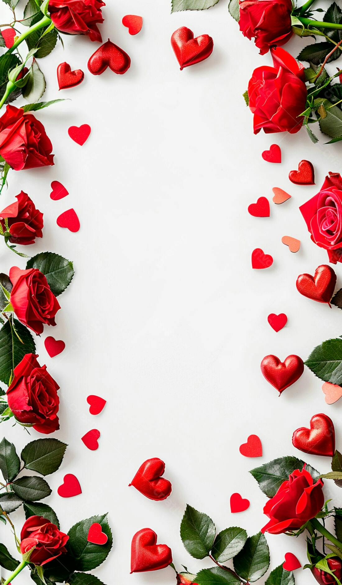 Rosas vermelhas e corações para o Dia dos Namorados