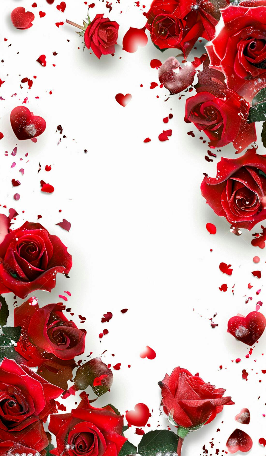 Rosas vermelhas e corações para o Dia dos Namorados