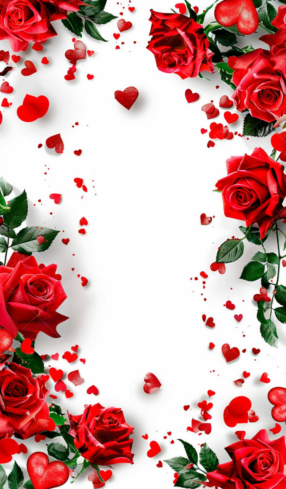 Rosas vermelhas e corações para o Dia dos Namorados