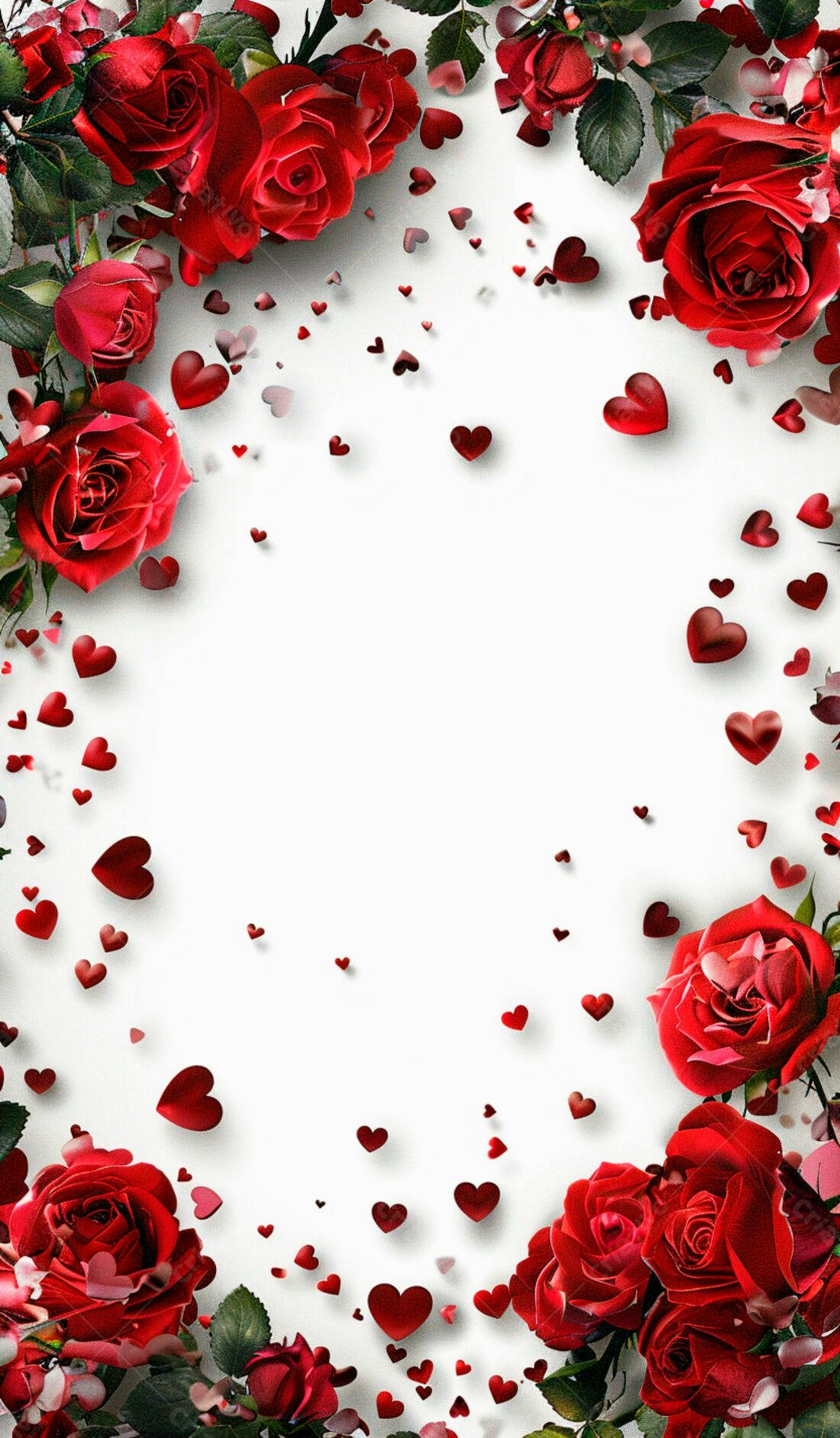 Rosas vermelhas e corações para Dia dos Namorados