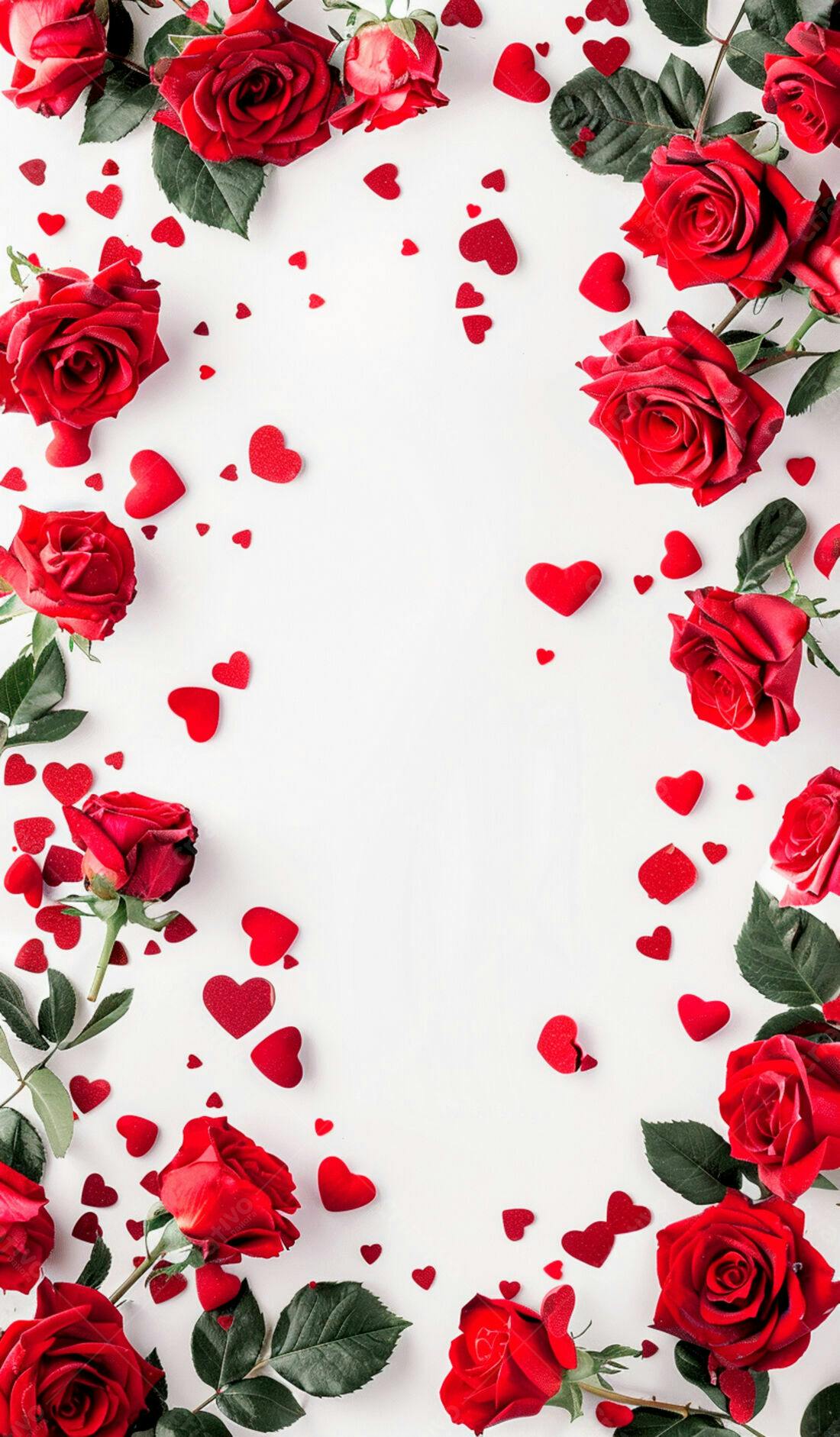 Rosas vermelhas e corações para o Dia dos Namorados