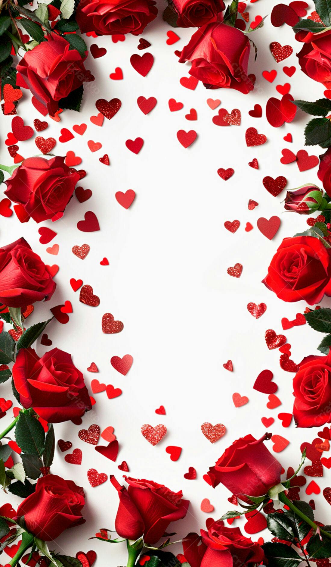 Rosas vermelhas e corações para o Dia dos Namorados